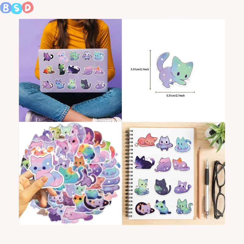 Autocollant kawaii Chat étoilé