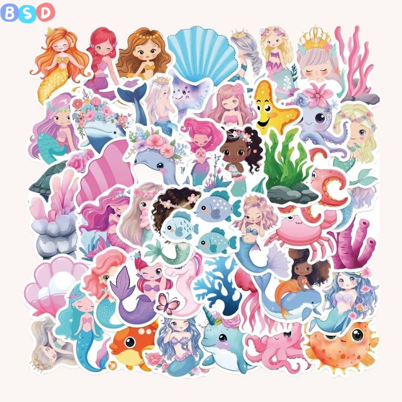 Autocollant kawaii Les sirènes 🧜‍♀️🦀